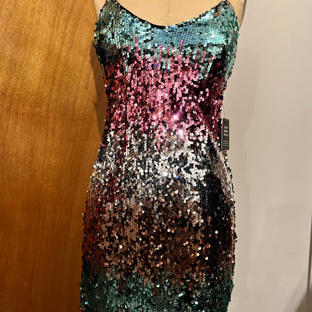 Express Green and Blue Bodycon Mini Dress
